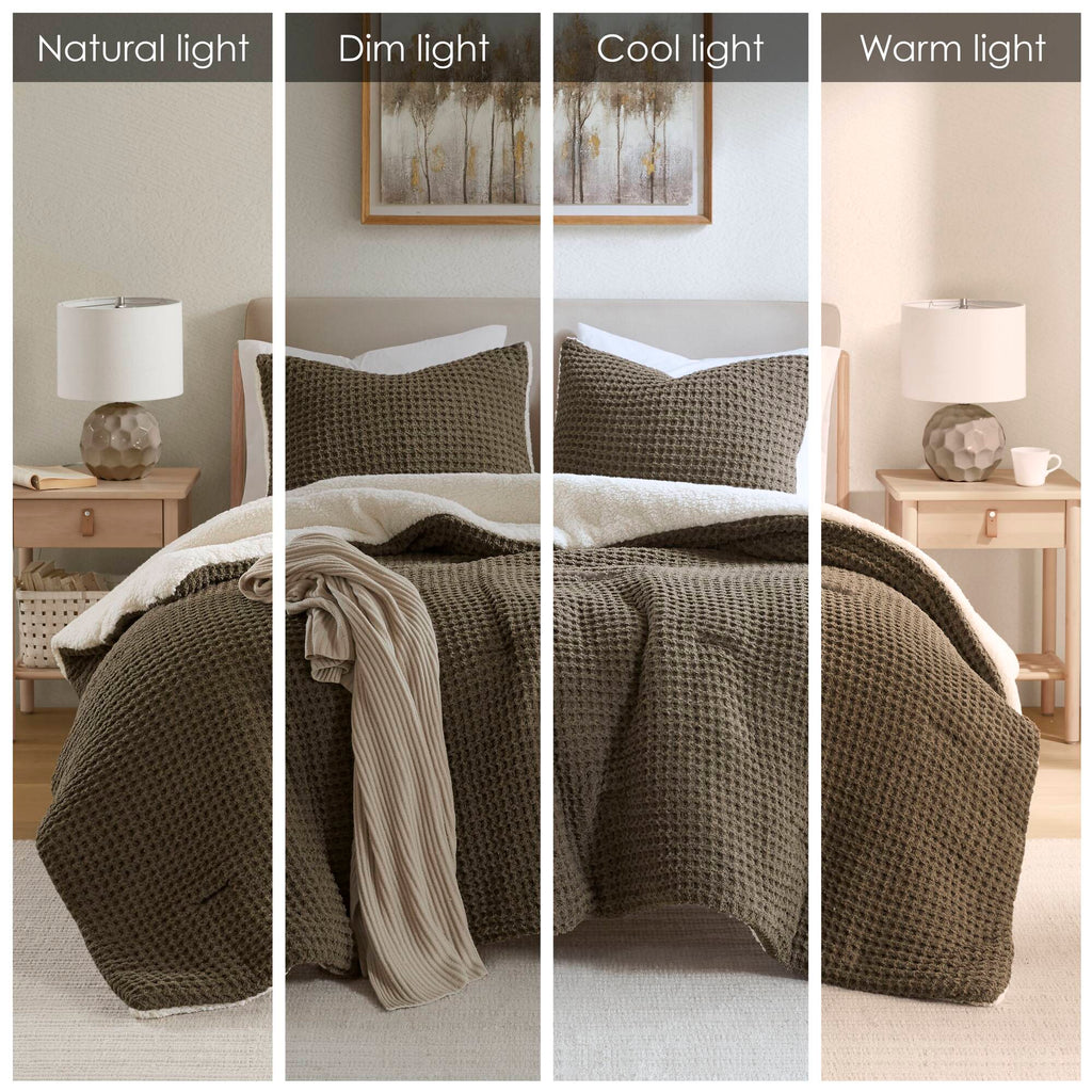 Bed Comforter, Riordan Waffle Knit Chenille Set, Machine-Washable Care for Everyday Bedding and Comfortable Sleep, 3 Sizes and 4 Colors image 18