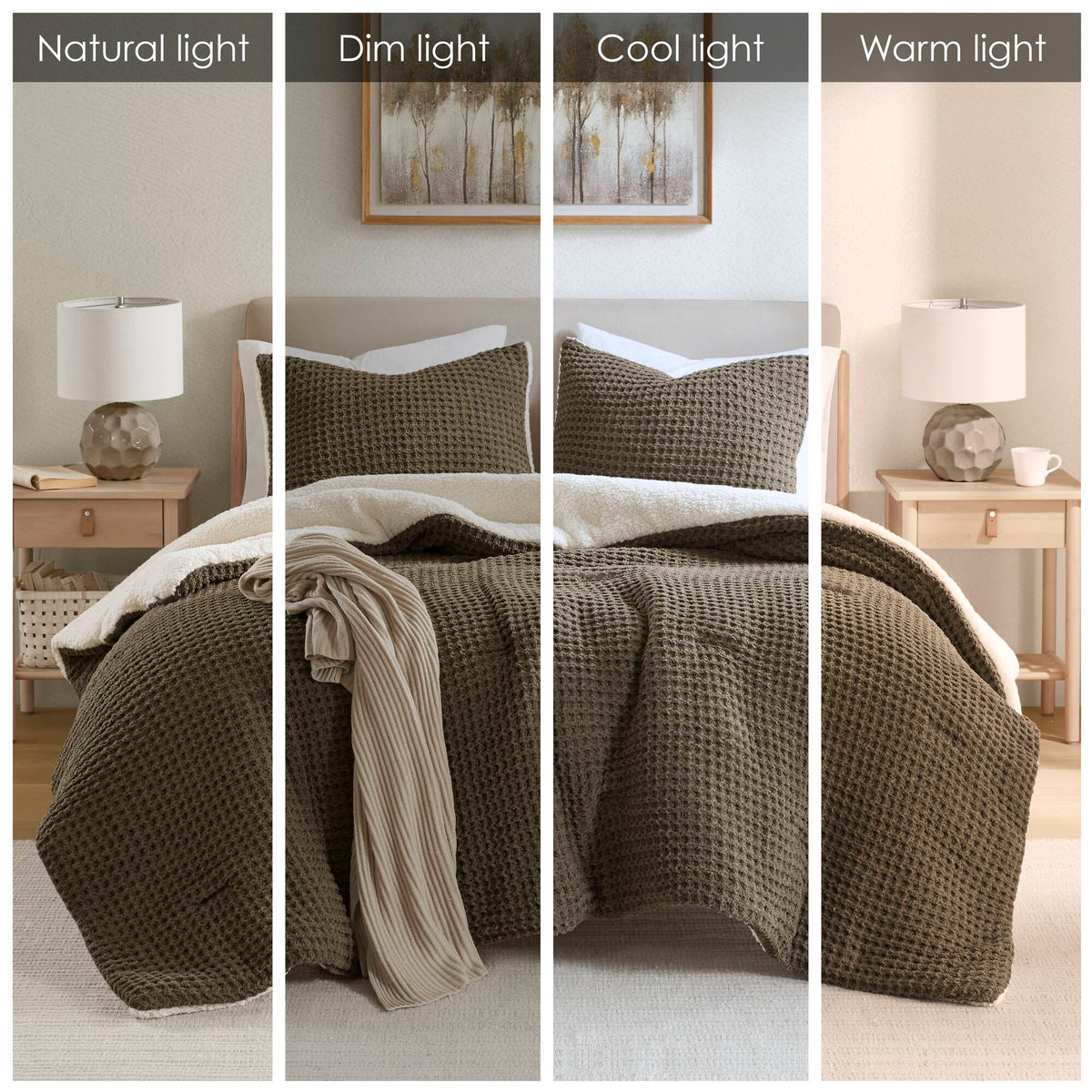 Bed Comforter, Riordan Waffle Knit Chenille Set, Machine-Washable Care for Everyday Bedding and Comfortable Sleep, 3 Sizes and 4 Colors image 18