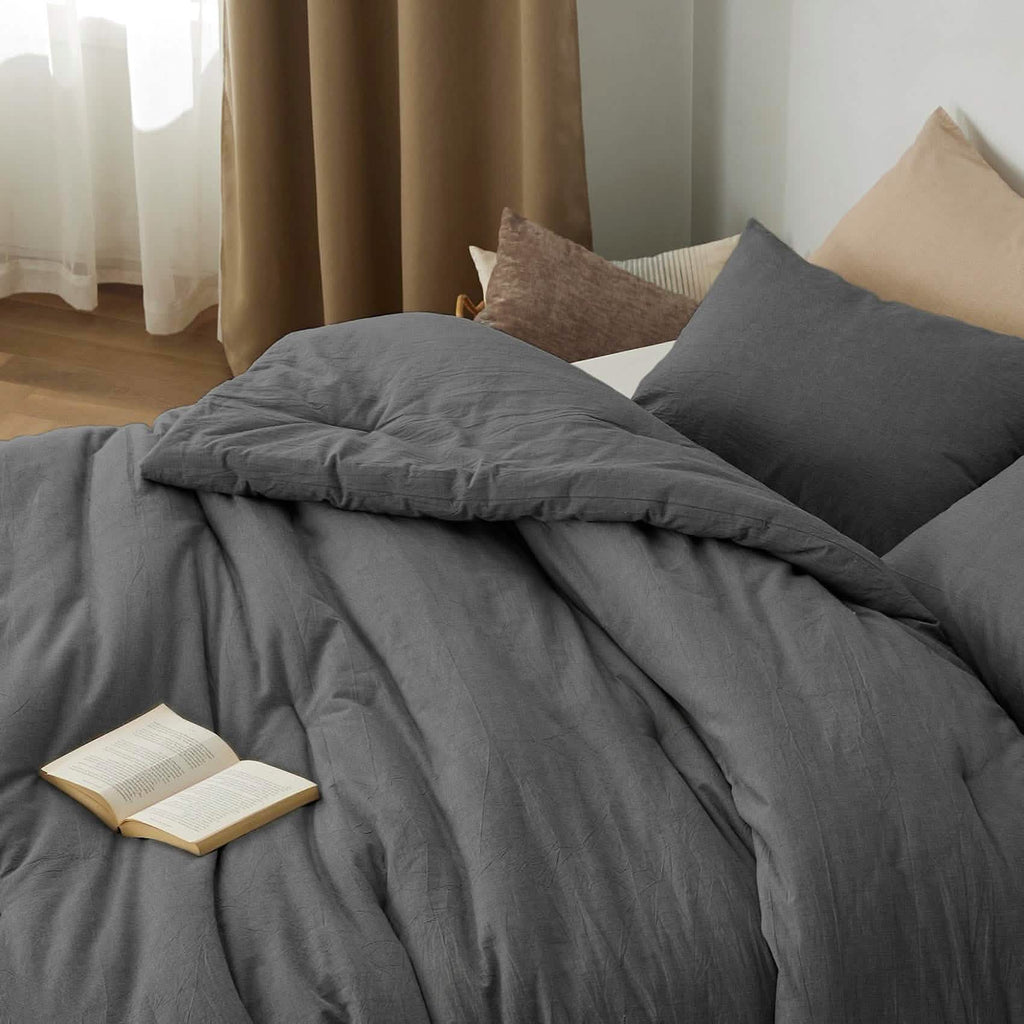 Bed Comforter, Prewashed Cotton Set for Year-Round Bedroom Comfort and Restful Sleep, 5 Sizes and 12 Colors image 18