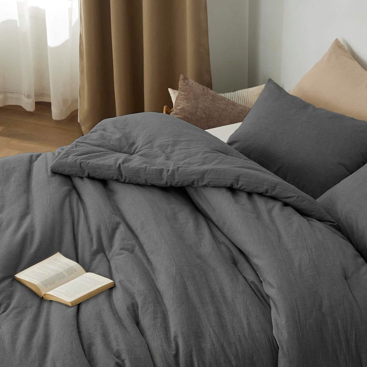 Bed Comforter, Prewashed Cotton Set for Year-Round Bedroom Comfort and Restful Sleep, 5 Sizes and 12 Colors image 18