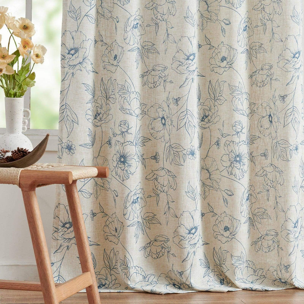 Window Curtain, Floral Linen Curtains (2 Panels), Lightweight Design for Windows, Room Styling and Everyday Privacy, 3 Sizes and 5 Colors image 19