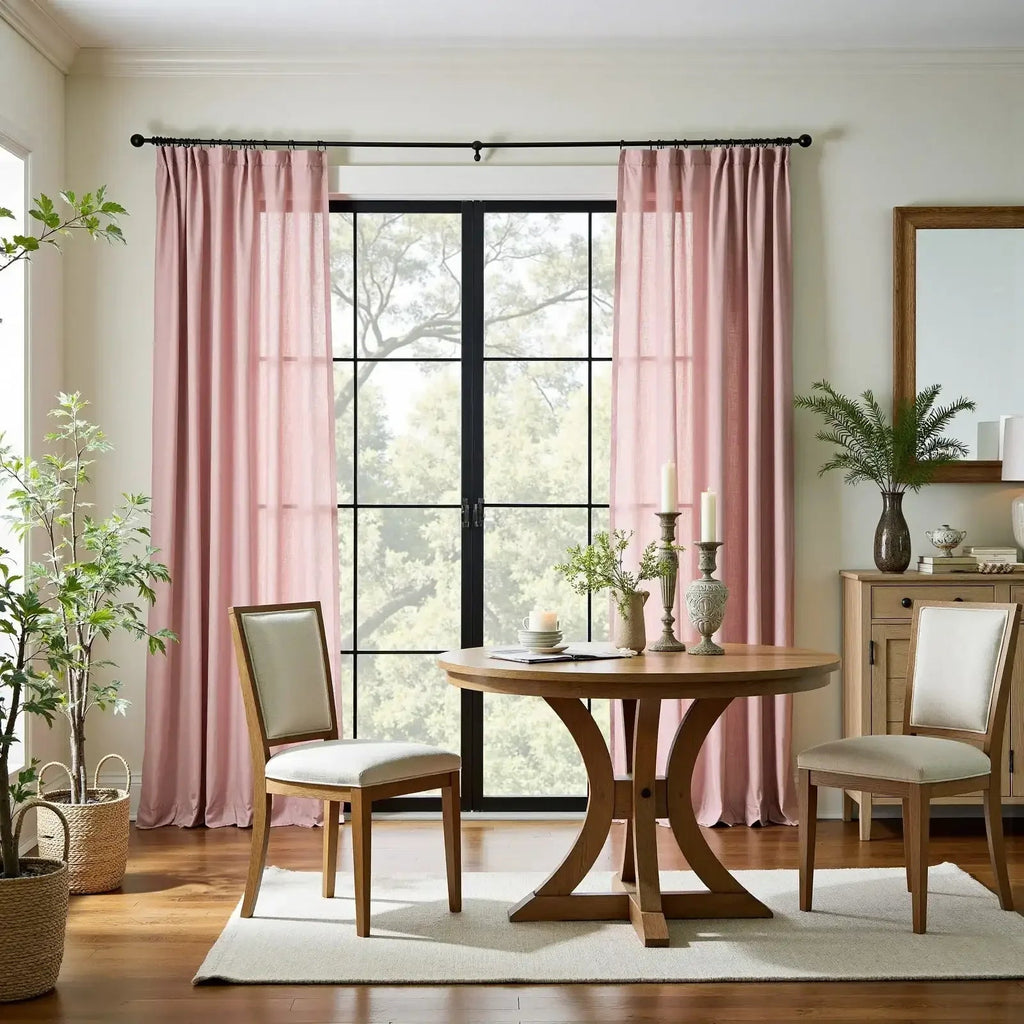 Window Curtain, Solid Linen Blend 3 in 1 Curtains (2 Panels), Lightweight Design for Bedrooms, Living Rooms and Home Privacy image 19