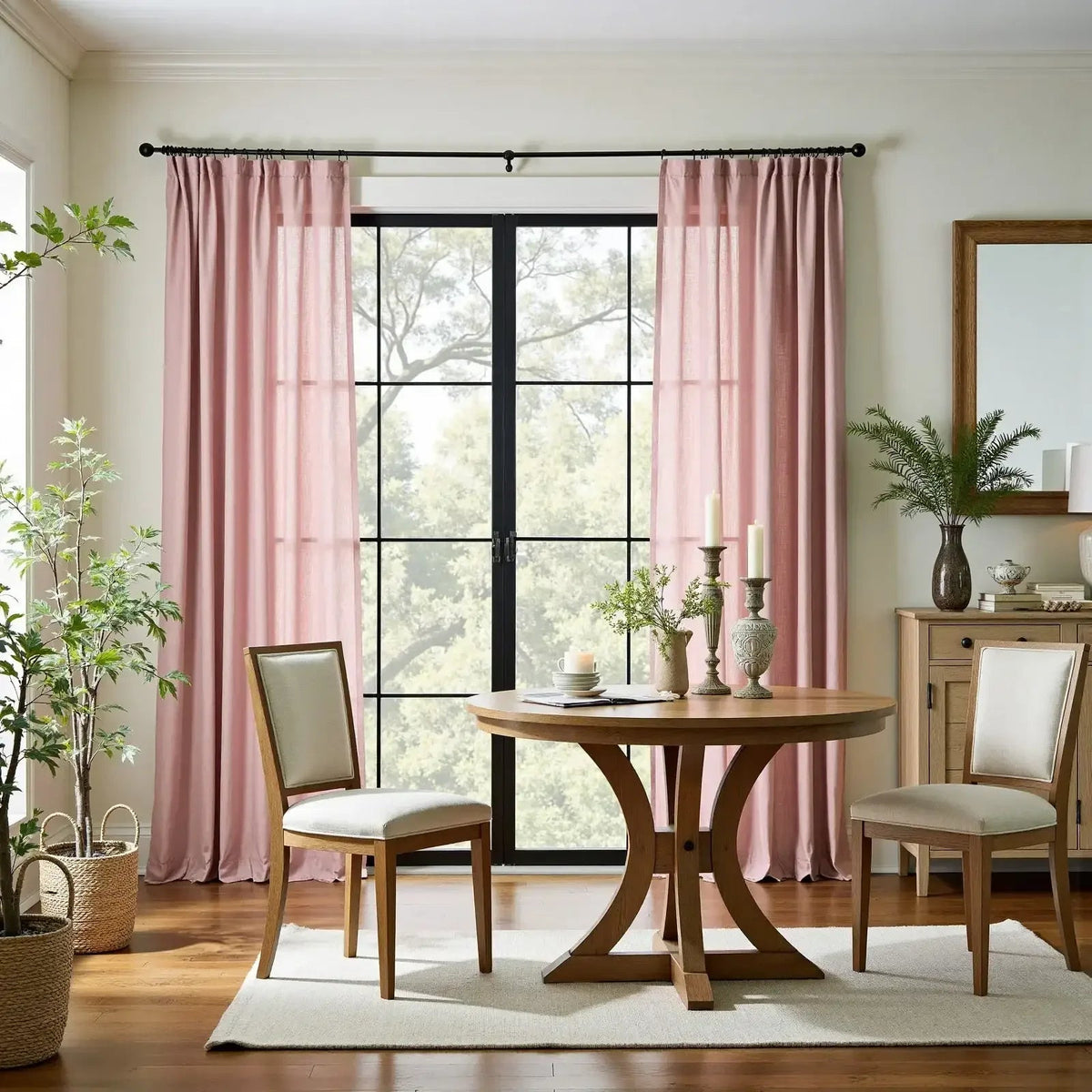 Window Curtain, Solid Linen Blend 3 in 1 Curtains (2 Panels), Lightweight Design for Bedrooms, Living Rooms and Home Privacy image 19