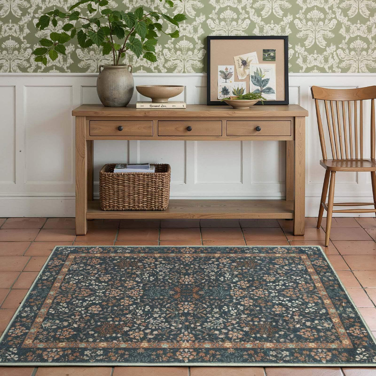 Area Rug, Vintage Foliage Floral, Lightweight Design, Non-Slip Design for Hallways, Dining Spaces and Home Decor, 19 Sizes and 4 Colors image 19