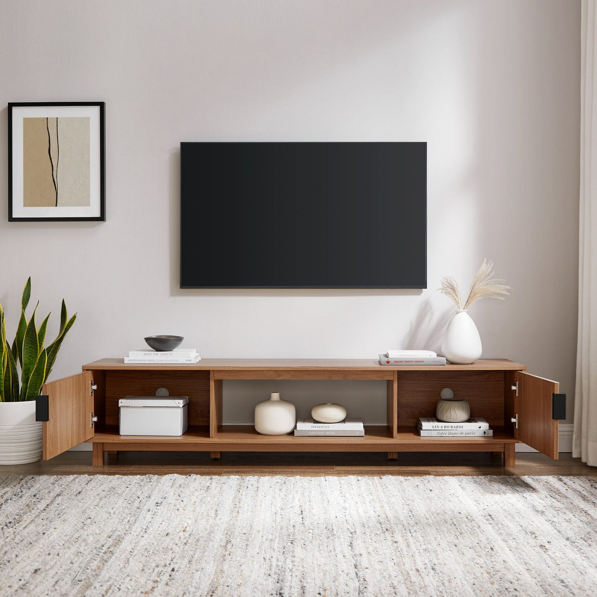 TV Stand, Reema Arundo Scandinavian Reeded for Television Displays, Consoles and Organized Living Spaces, 2 Sizes and 2 Colors image 19