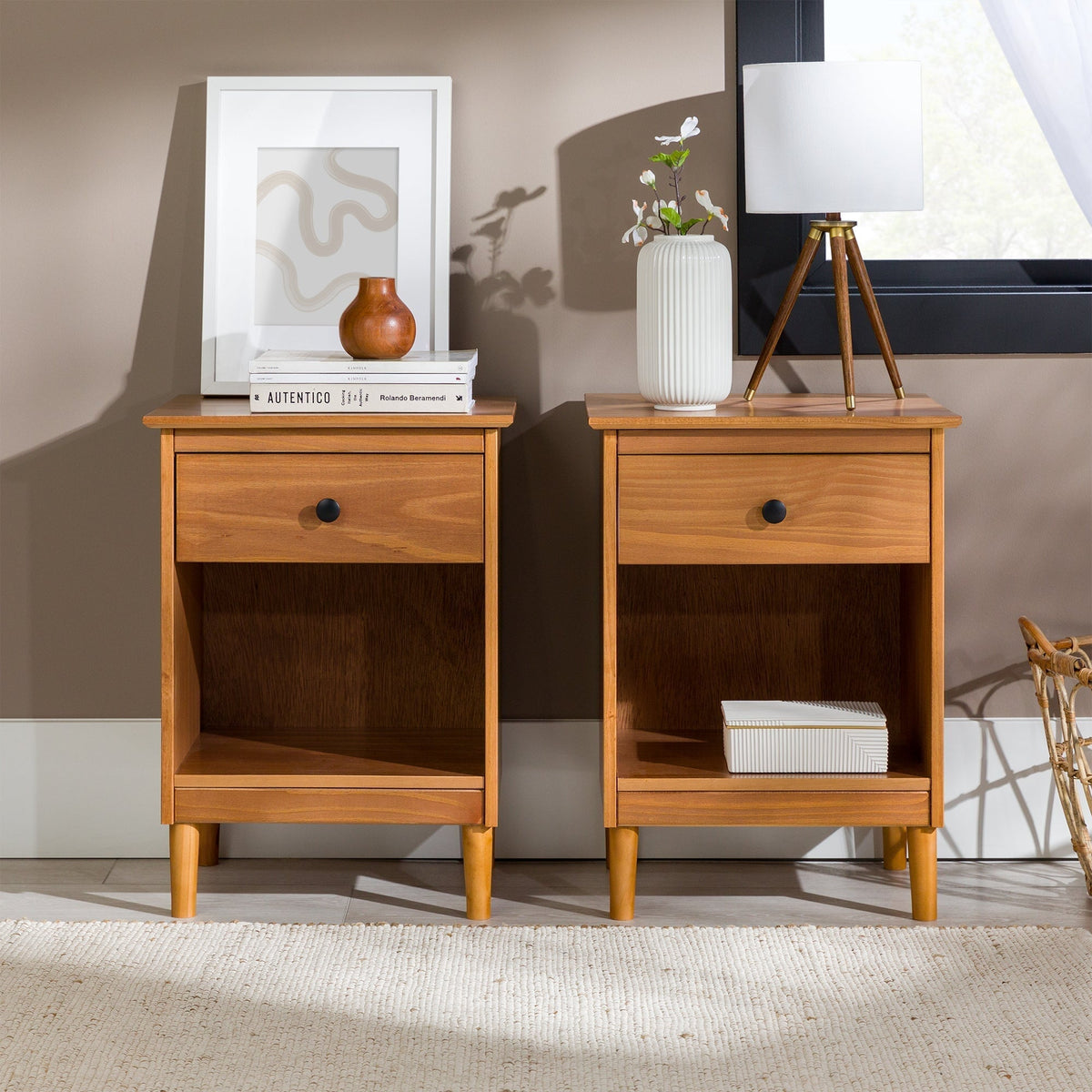 Nightstand, Spencer Solid Transitional Wood for Bedrooms, Bedside Essentials and Everyday Storage, 2 Size Options image 19