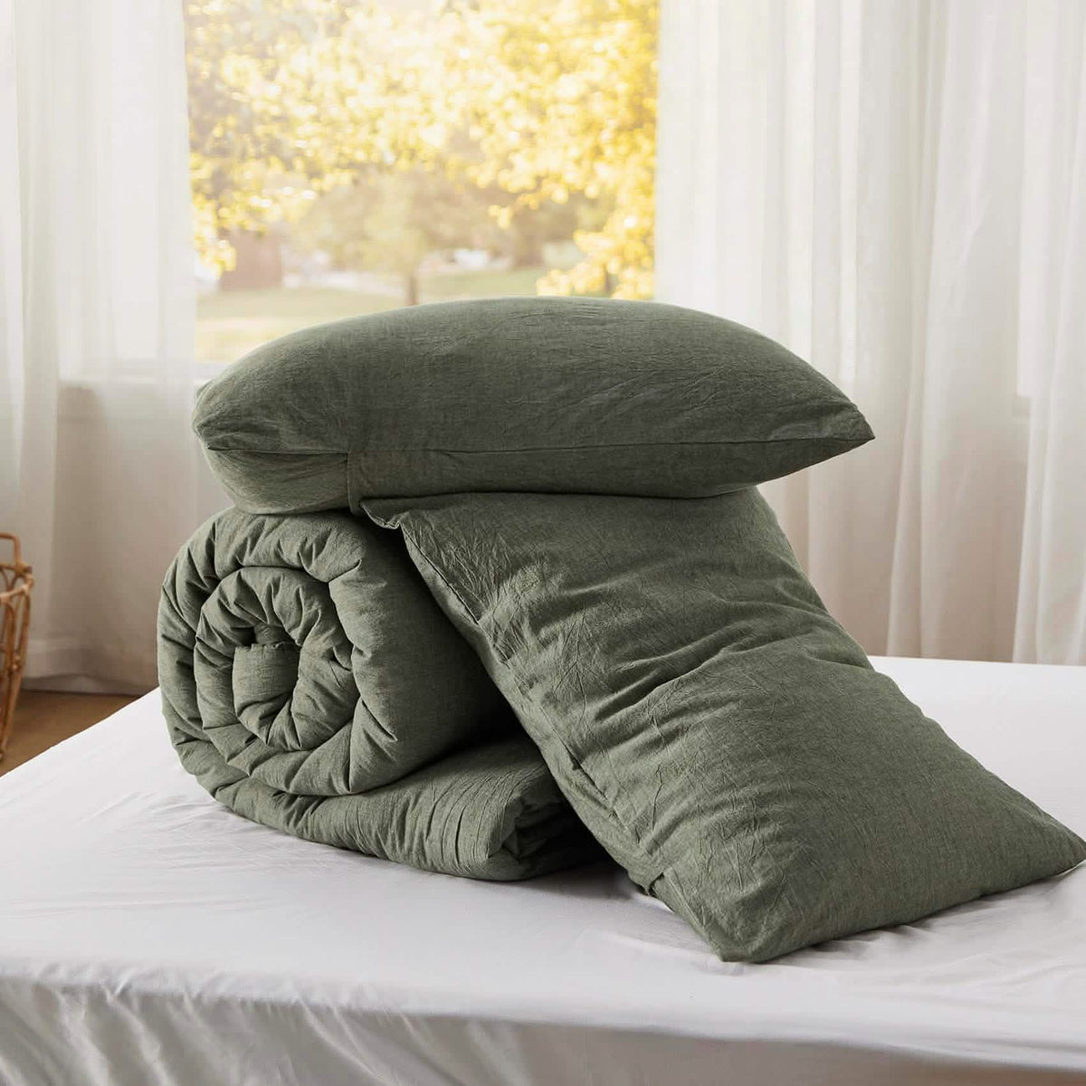 Bed Comforter, Prewashed Cotton Set for Year-Round Bedroom Comfort and Restful Sleep, 5 Sizes and 12 Colors image 19