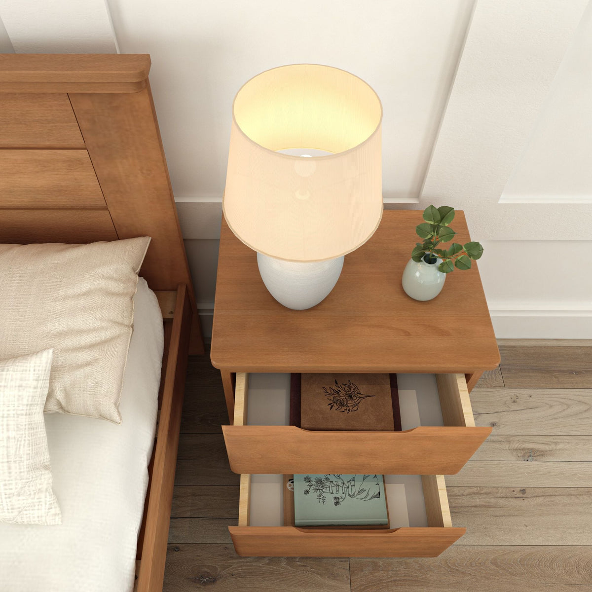 Nightstand, Rustic 2 Drawer for Bedside Storage, Bedroom Organization and Guest Rooms, 4 Color Options image 19