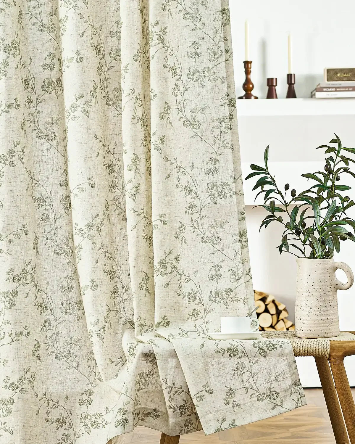 Window Curtain, Vine Blossom Linen Blend Curtains (2 Panels), Machine-Washable Care for Bedrooms, Living Rooms and Home Privacy image 19