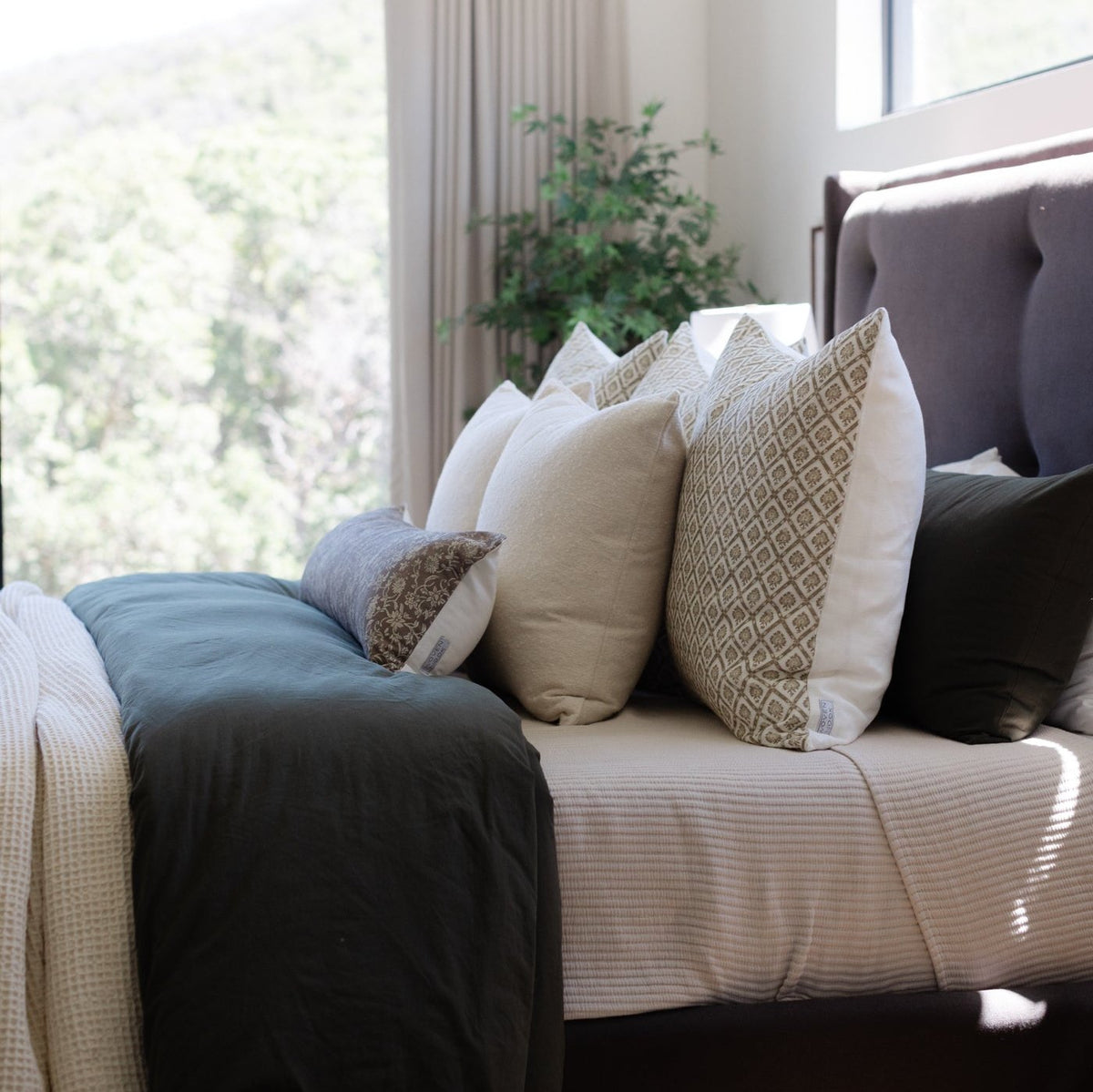 Decorative Pillow Cover Set, Evie in Linen 18" 20" 22" 26" for Bedroom Styling and Living Room Decor, 5 Size Options image 19