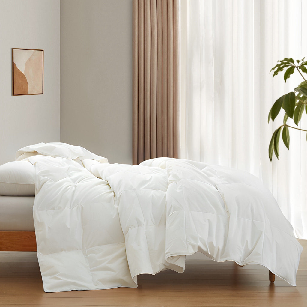 Down & Feather Comforter, Lightweight Organic Cotton for Everyday Bedding and Comfortable Sleep, 3 Sizes and 3 Colors image 19