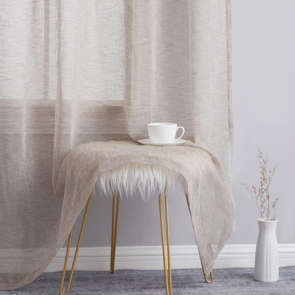 Window Curtain, Penelope Faux Linen Sheer Panels, Lightweight Design for Bedrooms, Living Rooms and Home Privacy, 5 Sizes and 12 Colors image 19