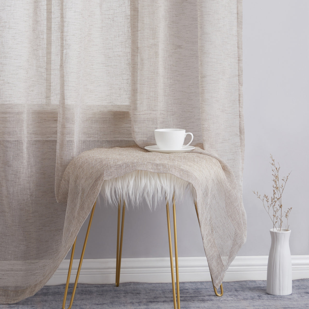 Window Curtain, Penelope Faux Linen Sheer Panels, Lightweight Design for Bedrooms, Living Rooms and Home Privacy, 5 Sizes and 12 Colors image 19