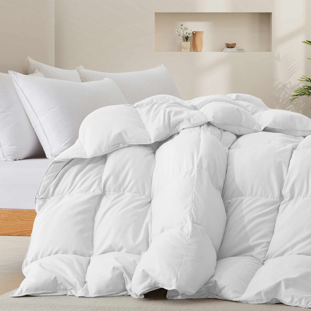 Down & Feather Comforter, Goose, Lightweight Design, Machine-Washable Care for Everyday Bedding and Comfortable Sleep, 4 Sizes and 8 Colors image 19