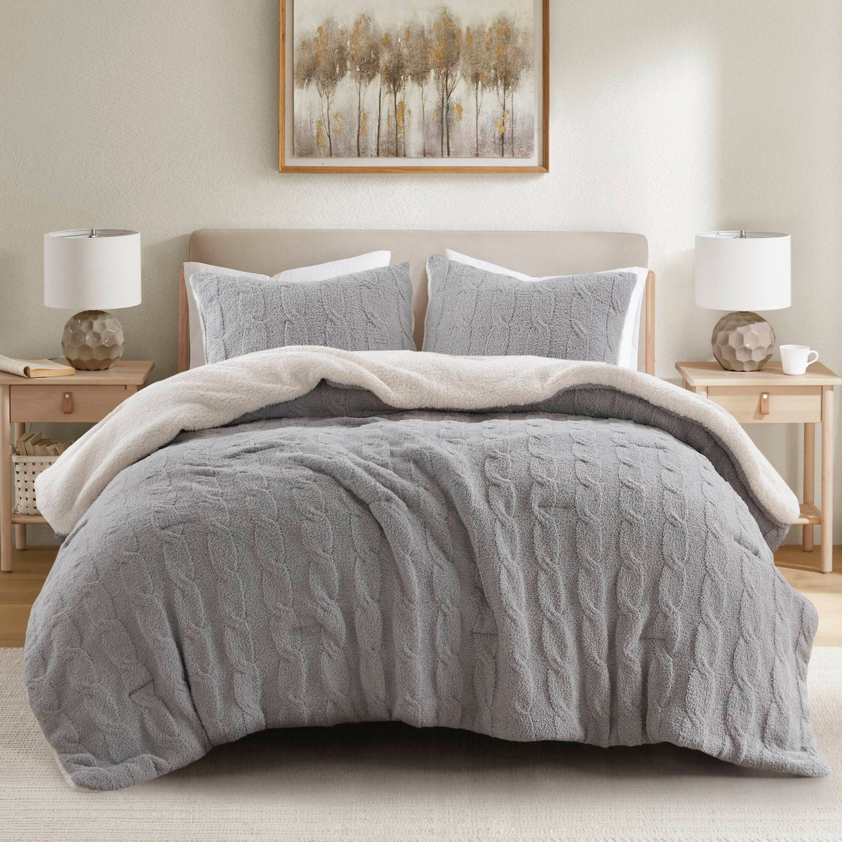 Bed Comforter, Riordan Waffle Knit Chenille Set, Machine-Washable Care for Everyday Bedding and Comfortable Sleep, 3 Sizes and 4 Colors image 19
