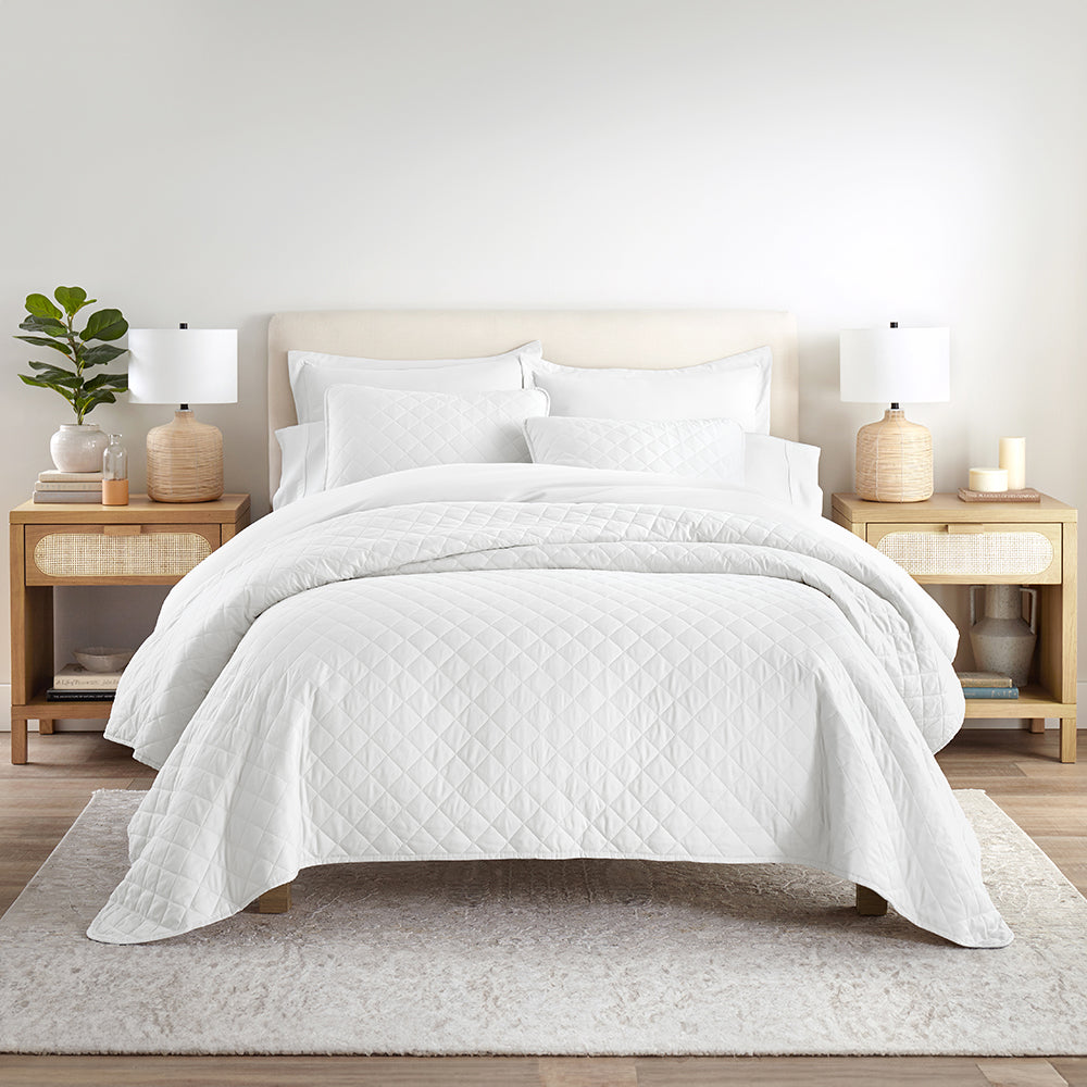Bed Quilt, 3 Piece Diamond Stitch Quilted Coverlet Set for Guest Beds and Layered Bedroom Styling, 3 Sizes and 6 Colors image 19
