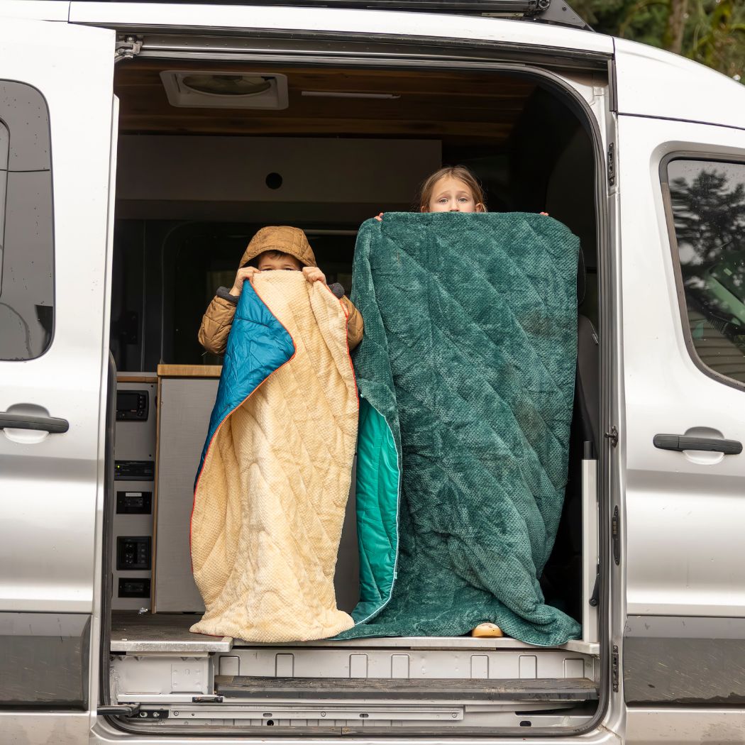 Puffy Blanket, Fleece Jade Fade, Weather-Resistant Shell for Camping, Cabins and Outdoor Relaxation, 3 Size Options image 19