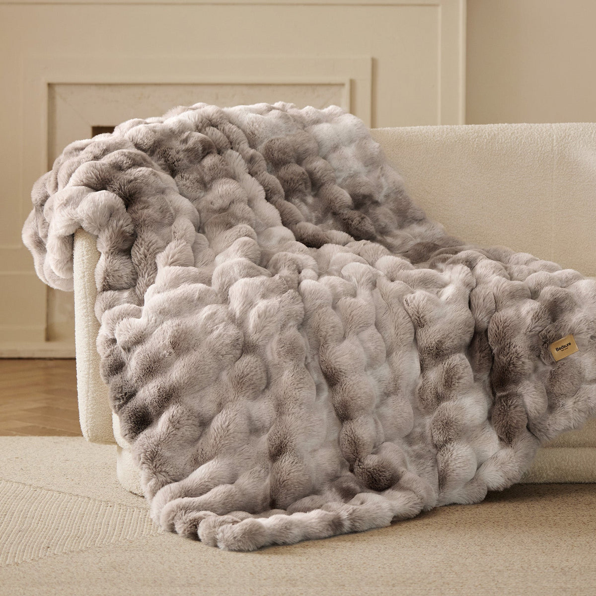 Cozy Throw Blanket, Bubble Faux Fur, Machine-Washable Care for Living Rooms, Bedrooms and Everyday Lounging, 3 Sizes and 11 Colors image 19
