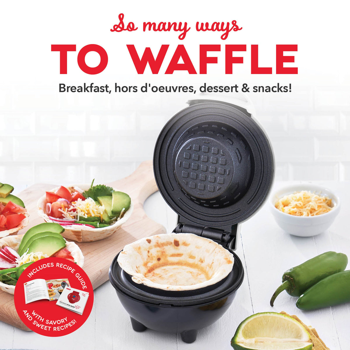 Dinnerware, Mini Waffle Bowl Maker, Non-Slip Design for Family Dining, Serving and Entertaining, 3 Color Options image 19