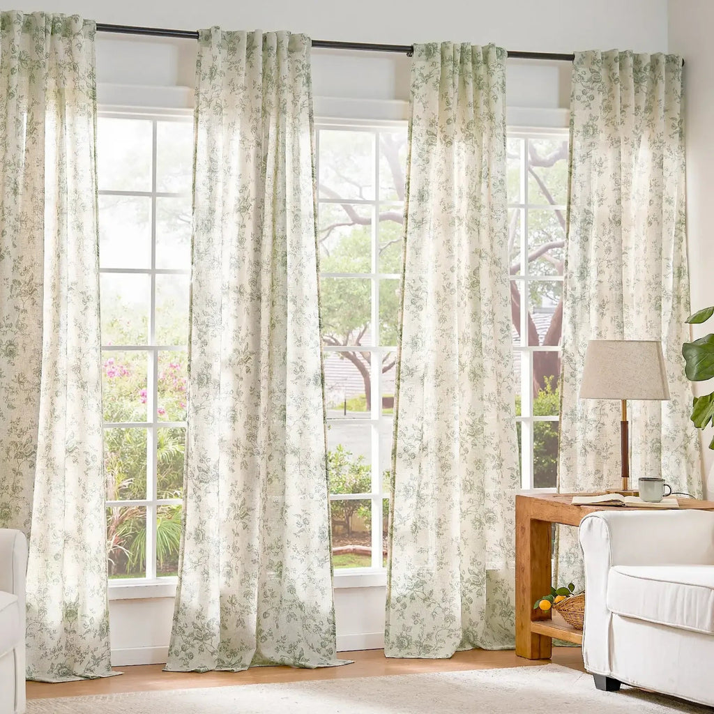 Window Curtain, Amelie Floral Linen Blend Curtains (2 Panels), Machine-Washable Care for Bedrooms, Living Rooms and Home Privacy image 19
