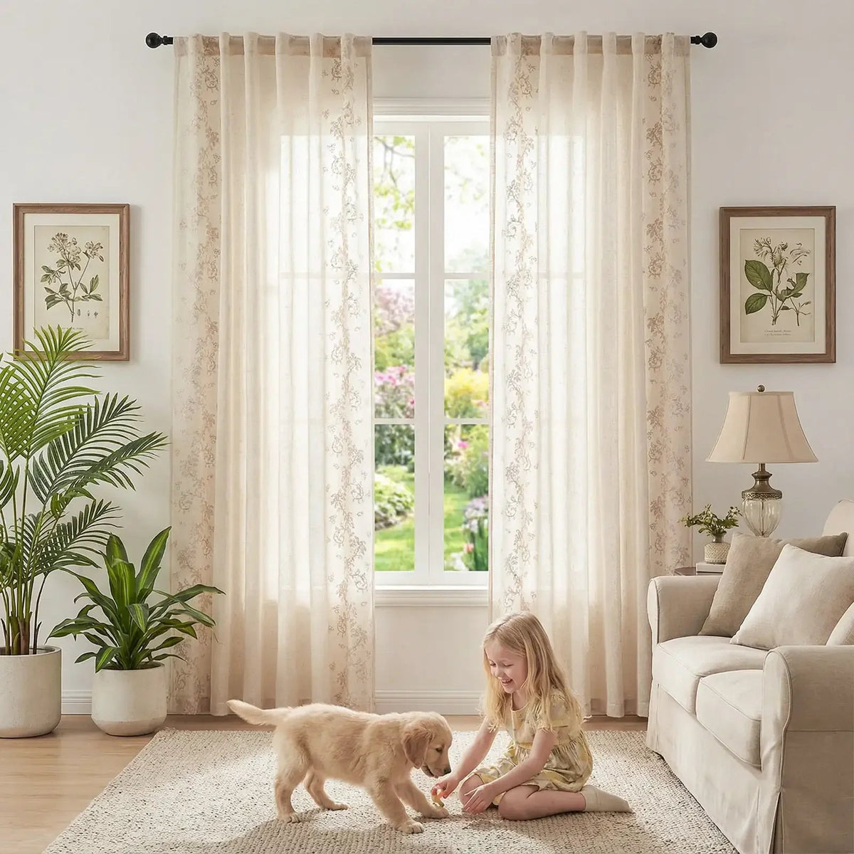 Window Curtain, Embroidered Vine Linen Blend Curtains (2, Machine-Washable Care for Bedrooms, Living Rooms and Home Privacy image 19