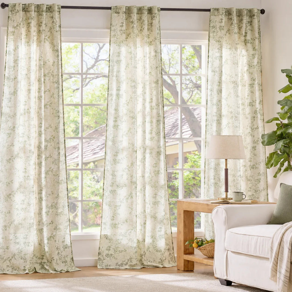 Window Curtain, Vine Blossom Linen Blend Curtains (2 Panels), Machine-Washable Care for Bedrooms, Living Rooms and Home Privacy image 20