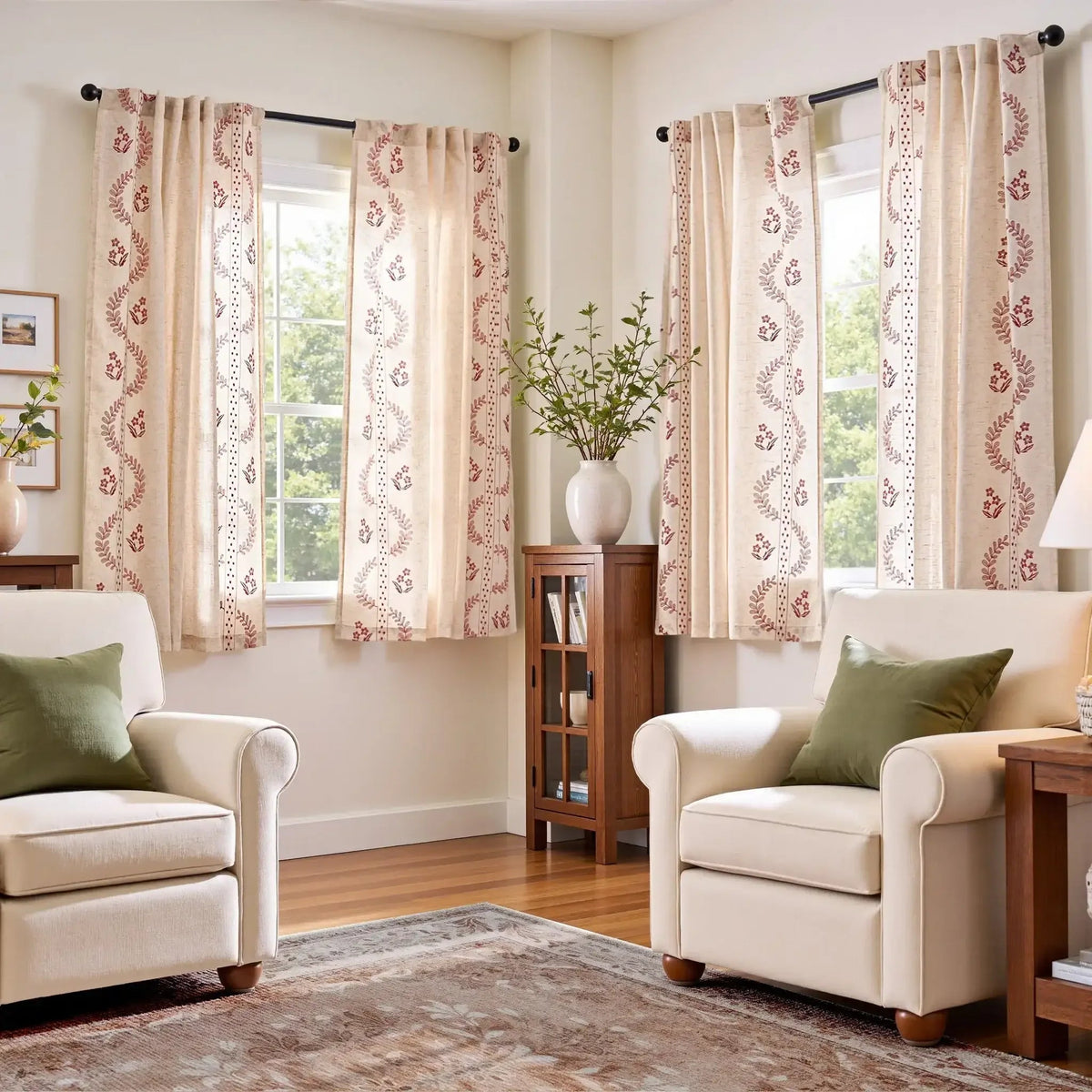 Window Curtain, Embroidered Vine Floral Linen Curtains (2, Lightweight Design for Bedrooms, Living Rooms and Home Privacy image 20