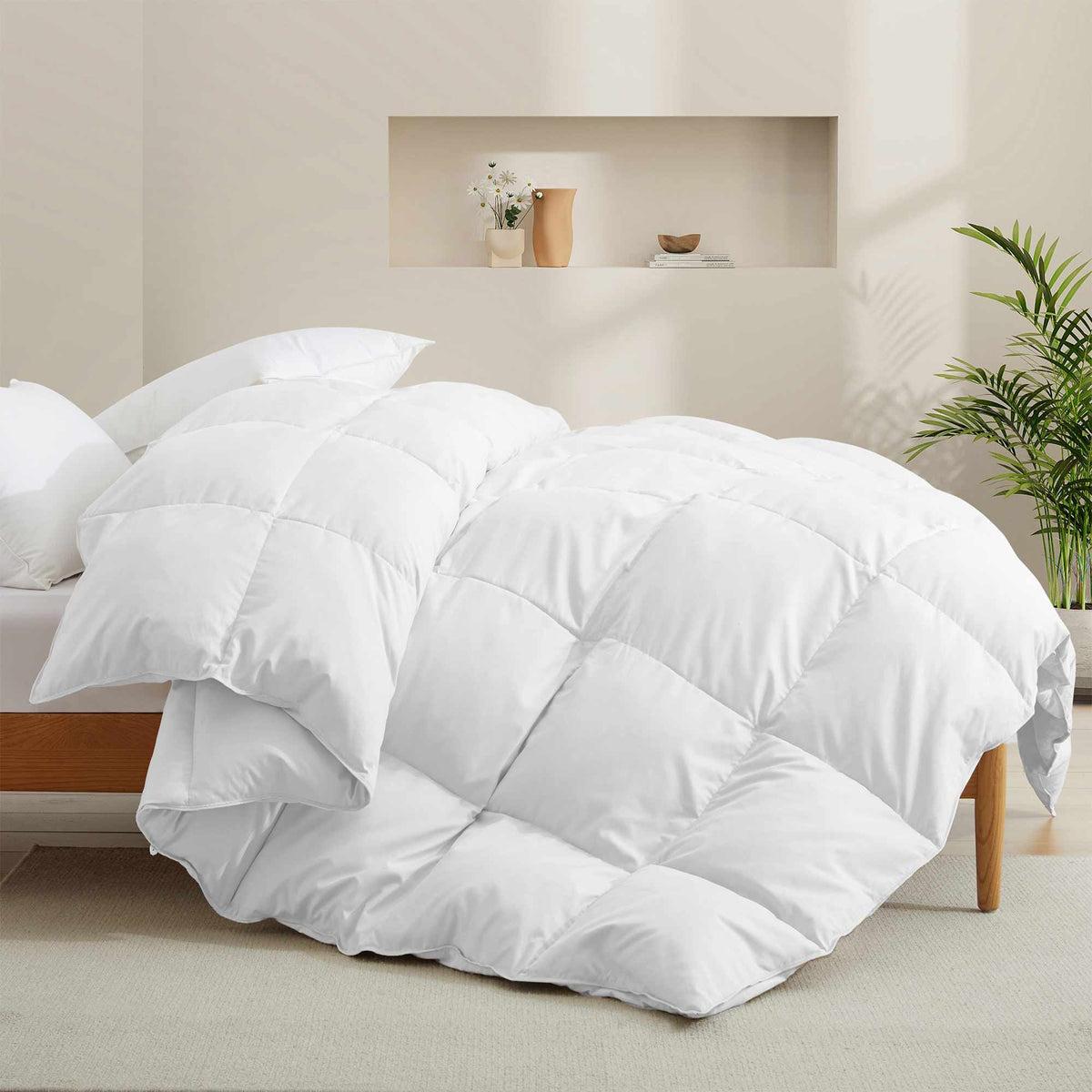 Down & Feather Comforter, Goose, Lightweight Design, Machine-Washable Care for Everyday Bedding and Comfortable Sleep, 4 Sizes and 8 Colors image 20
