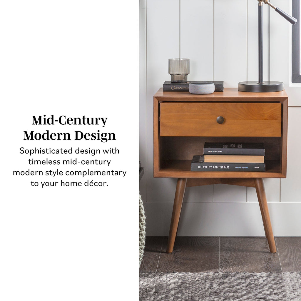 Nightstand, Mid Century Solid Wood Collection 1 or 2 for Bedrooms, Bedside Essentials and Everyday Storage, 2 Color Options image 20