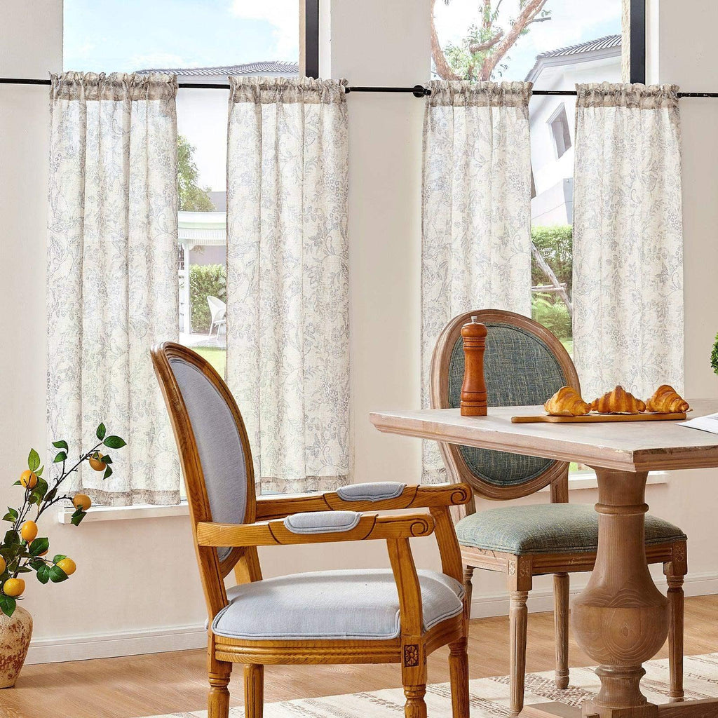 Window Curtain, Vintage Scrollwork Floral Linen Kitchen, Lightweight Design for Windows, Room Styling and Everyday Privacy image 20