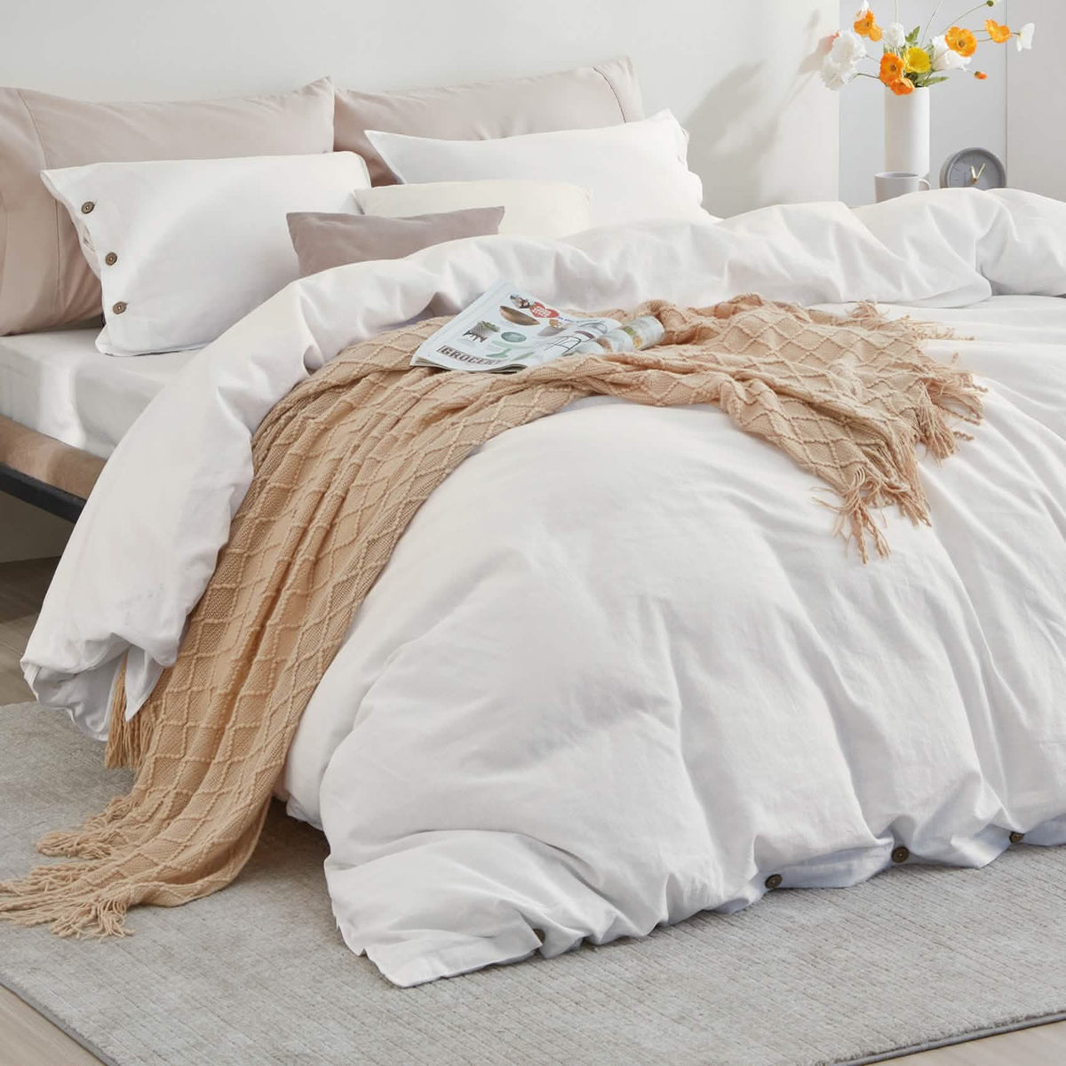Duvet Cover Set, Cotton Linen Hybrid, Lightweight Design, Breathable Construction for Bedroom Bedding Refresh and Everyday Comfort image 20