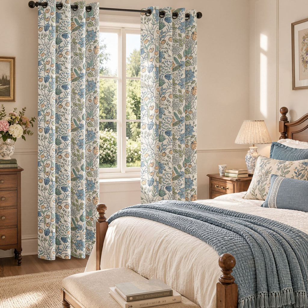 Window Curtain, Botanical Sketch Floral Curtains (2 Panels), Lightweight Design for Windows, Room Styling and Everyday Privacy image 20