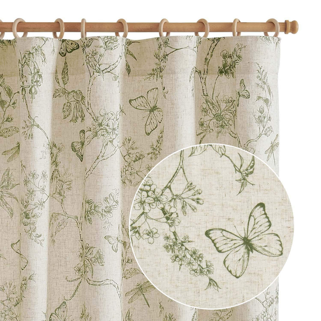 Window Curtain, Floral Butterfly Linen Blend Lined Curtains (2 for Windows, Room Styling and Everyday Privacy, 3 Sizes and 5 Colors image 20