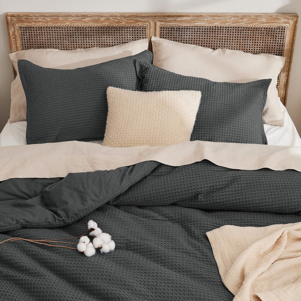 Bed Comforter, Cotton Waffle Weave Set, Breathable Construction for Everyday Bedding and Comfortable Sleep, 5 Sizes and 12 Colors image 20