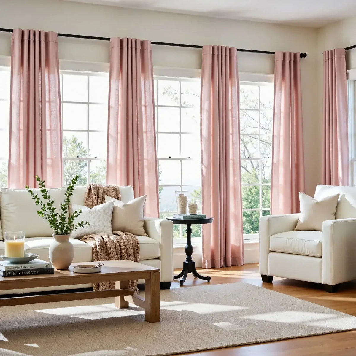 Window Curtain, Solid Linen Blend 3 in 1 Curtains (2 Panels), Lightweight Design for Bedrooms, Living Rooms and Home Privacy image 20