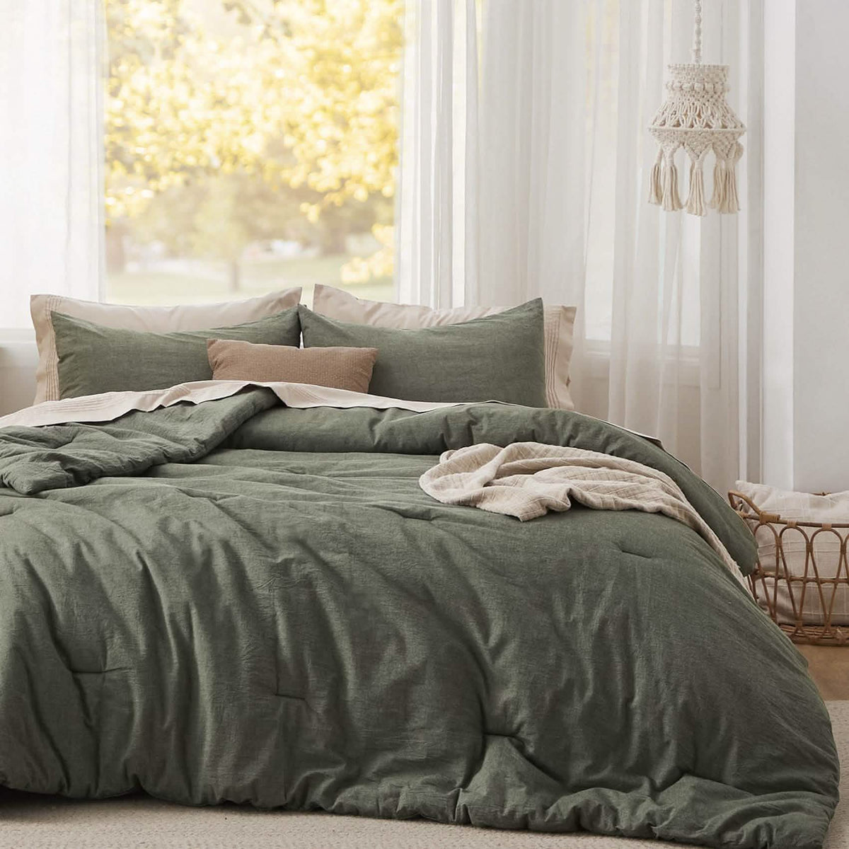 Bed Comforter, Prewashed Cotton Set for Year-Round Bedroom Comfort and Restful Sleep, 5 Sizes and 12 Colors image 20
