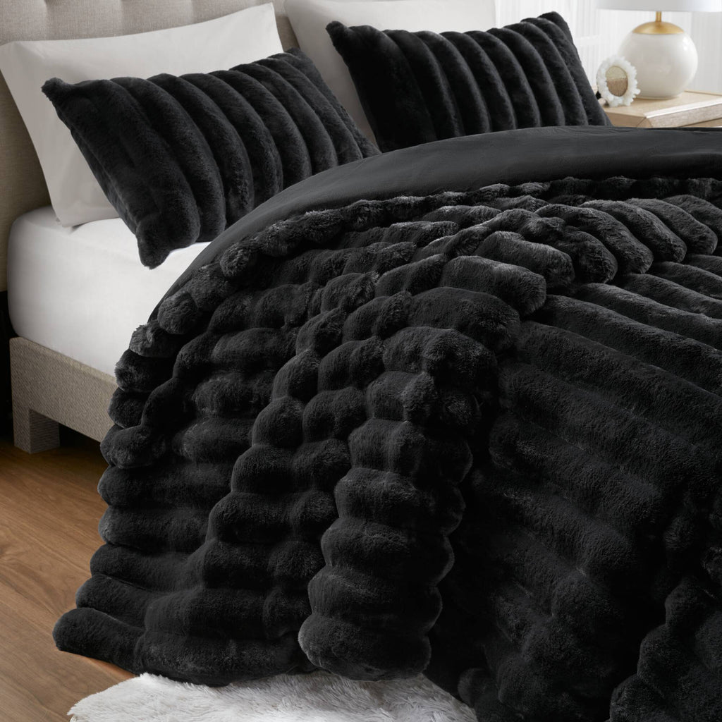 Bed Comforter, Jasmine Ultrasoft Faux Fur Ribbed Set, Lightweight Design for Year-Round Bedroom Comfort and Restful Sleep image 20