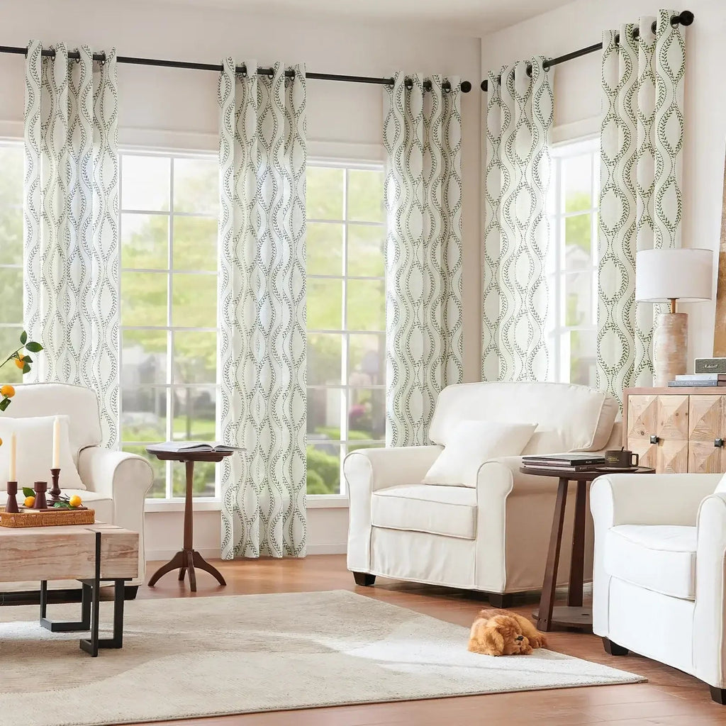 Window Curtain, Boho Leaf Embroidered Geometric Curtains (2, Machine-Washable Care for Bedrooms, Living Rooms and Home Privacy image 20