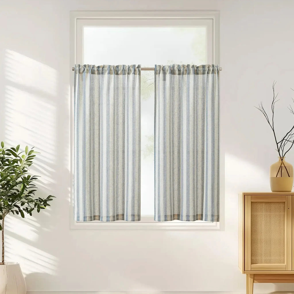 Window Curtain, Twill Striped Linen Blend Rod Pocket Kitchen, Lightweight Design for Windows, Room Styling and Everyday Privacy image 20