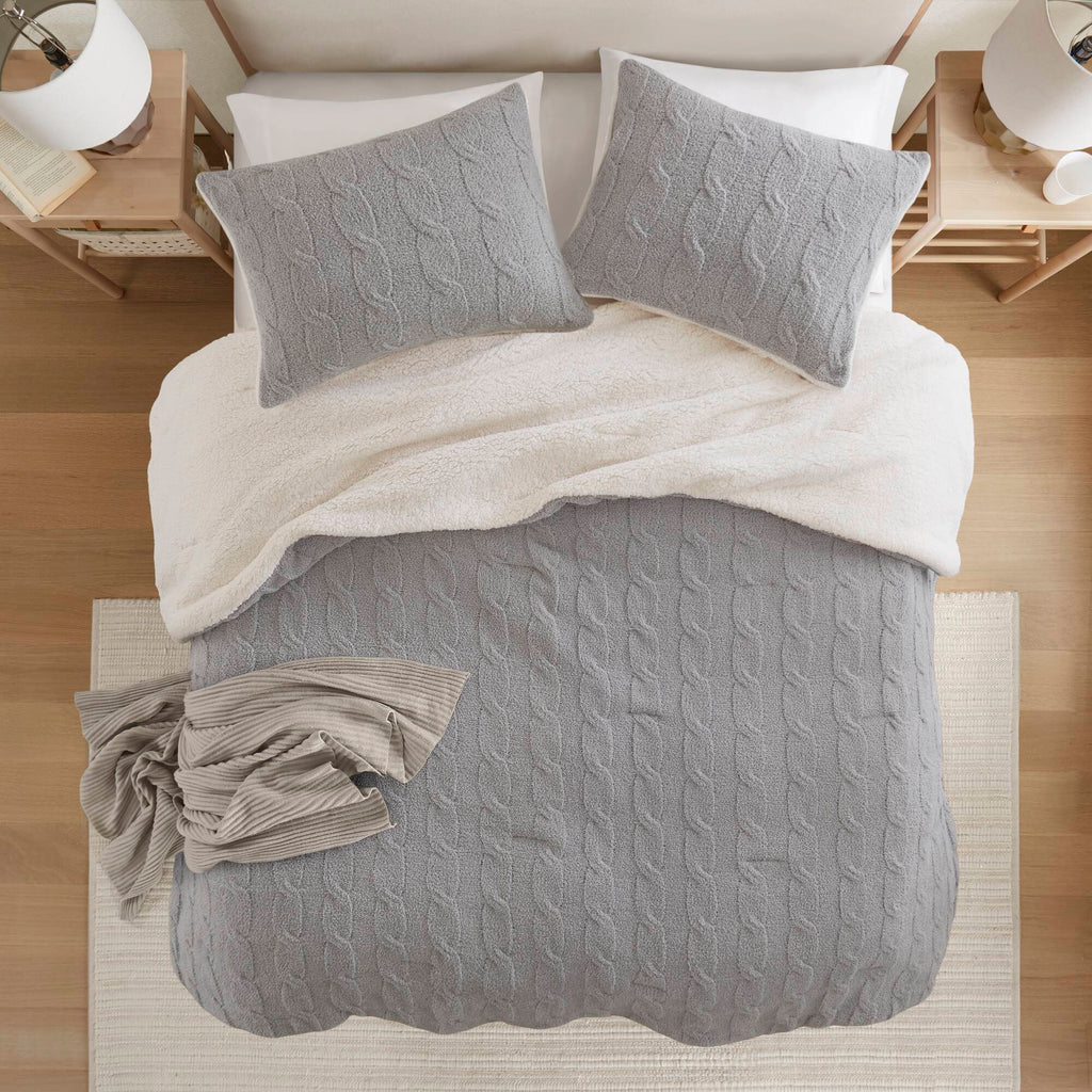 Bed Comforter, Riordan Waffle Knit Chenille Set, Machine-Washable Care for Everyday Bedding and Comfortable Sleep, 3 Sizes and 4 Colors image 20