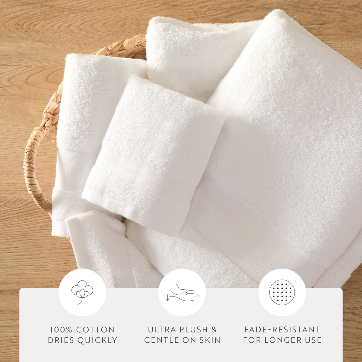 Bath Towel Set, Ultra Soft 100% Cotton 6 Piece, Machine-Washable Care for Home Bathrooms and Everyday Care, 8 Color Options image 20