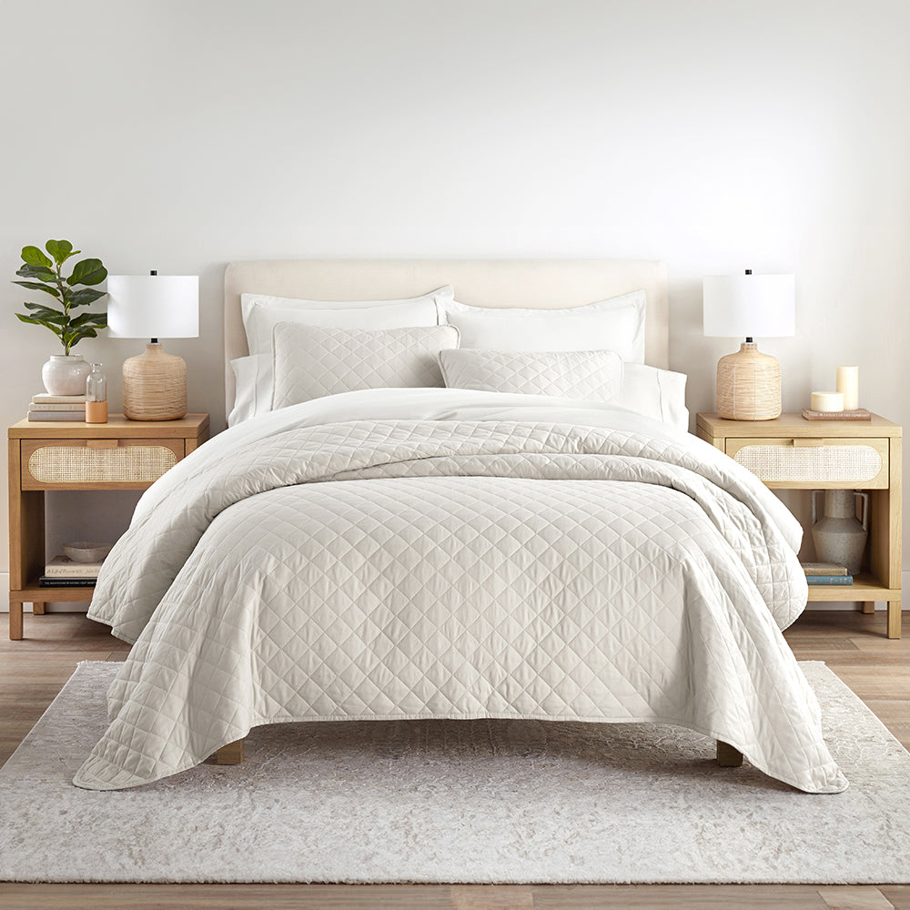 Bed Quilt, 3 Piece Diamond Stitch Quilted Coverlet Set for Guest Beds and Layered Bedroom Styling, 3 Sizes and 6 Colors image 20