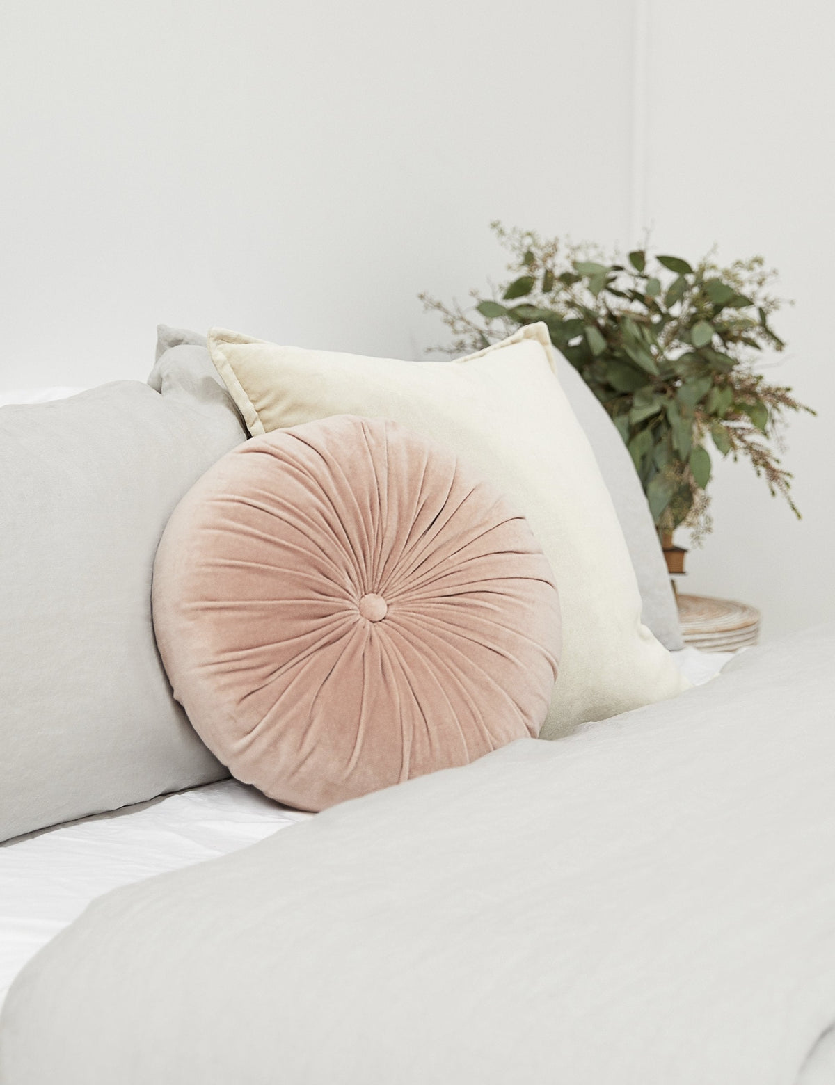 Bed Pillow, Monroe Velvet Round for Sleeping, Reading and Bedroom Comfort, 6 Color Options image 20