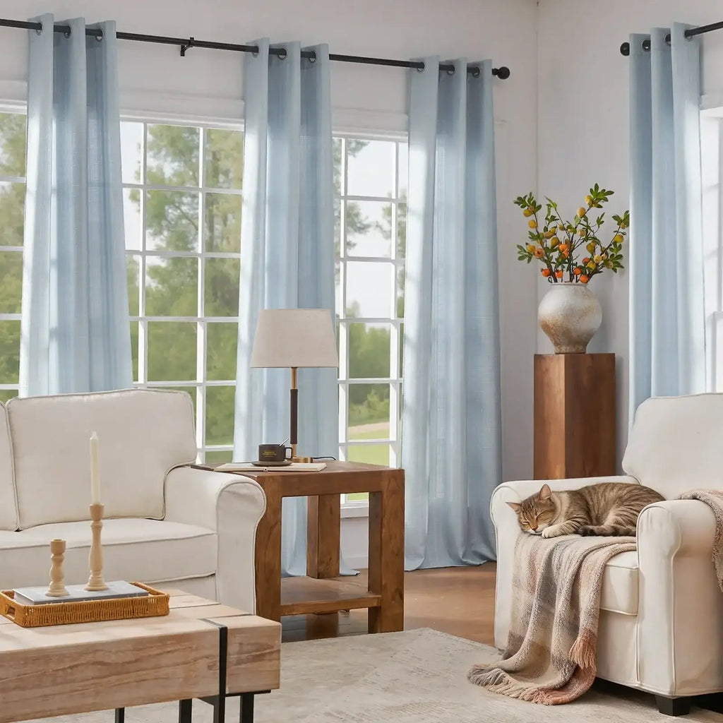 Window Curtain, Solid Linen Textured Grommet Curtains (2, Lightweight Design for Windows, Room Styling and Everyday Privacy image 20