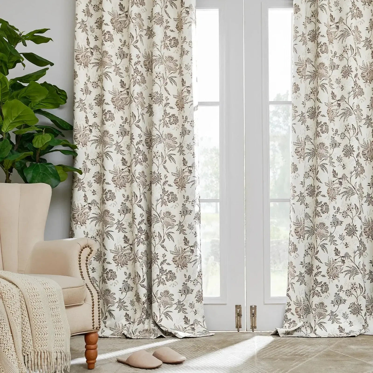 Window Curtain, Botanical Vine Brushstroke Curtains (2 Panels) for Bedrooms, Living Rooms and Home Privacy, 8 Sizes and 5 Colors image 20
