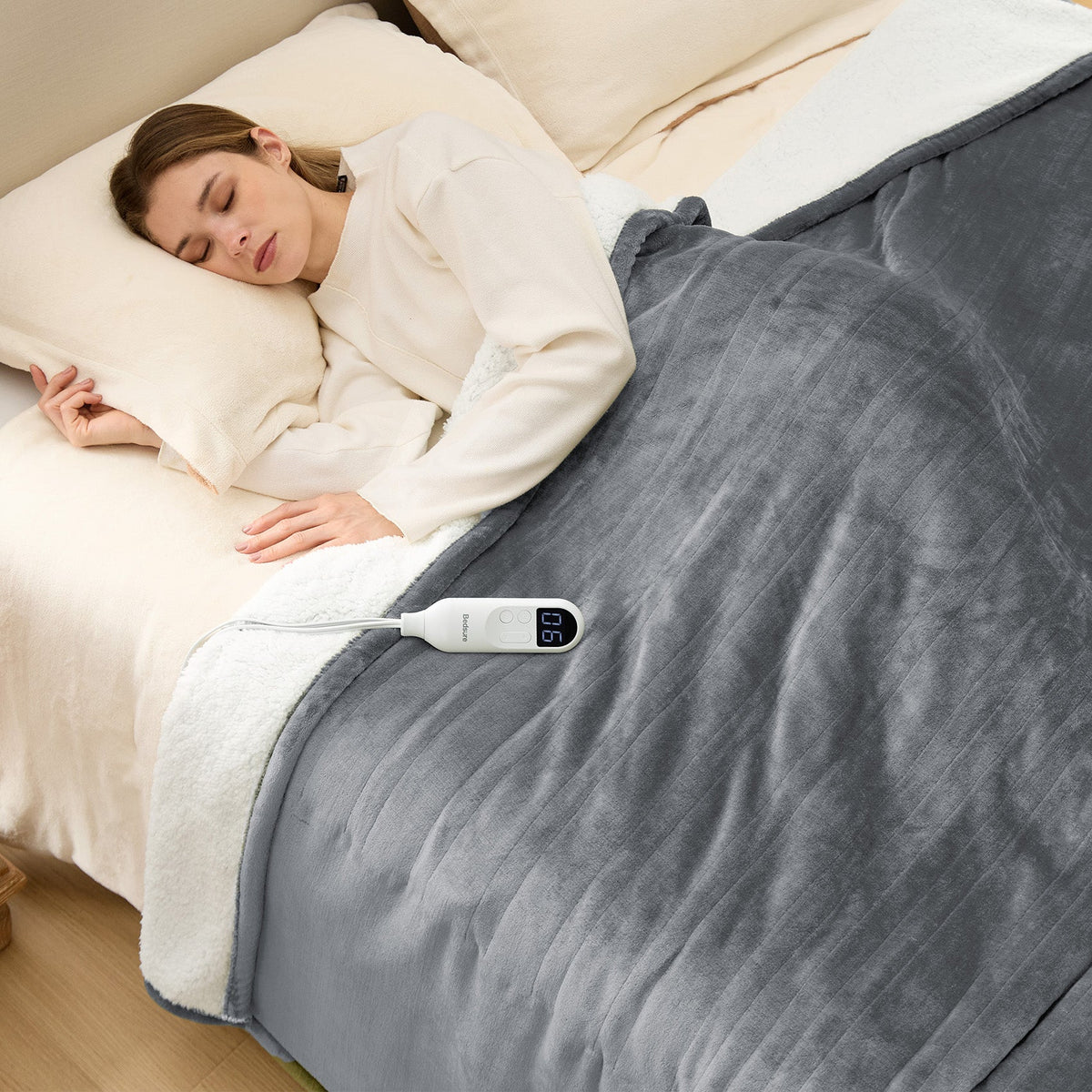 Cozy Throw Blanket, Solid Flannel Heated for Sofas, Beds and Relaxing at Home, 5 Sizes and 11 Colors image 20