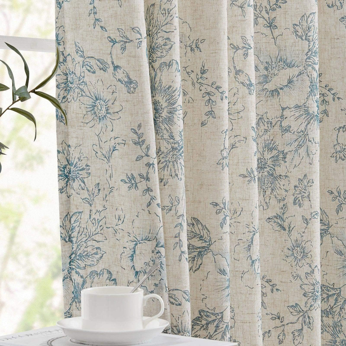 Window Curtain, Floral Lined Linen Blend Curtains (2 Panels), Machine-Washable Care for Windows, Room Styling and Everyday Privacy image 20