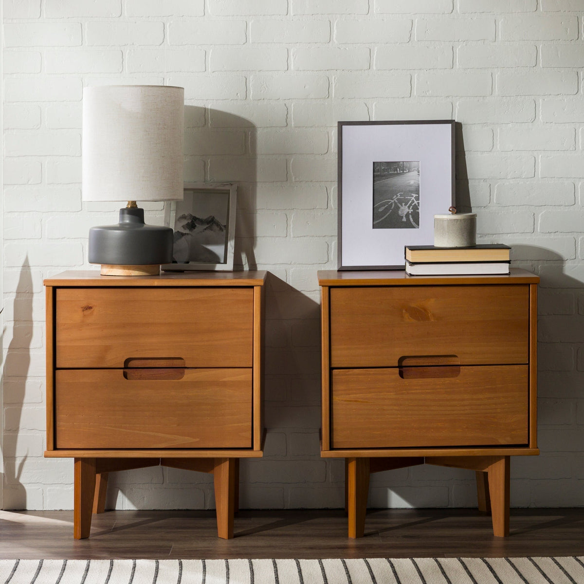 Nightstand, Sloane Mid Century Modern Solid Wood, Lightweight Design for Bedside Storage, Bedroom Organization and Guest Rooms image 20