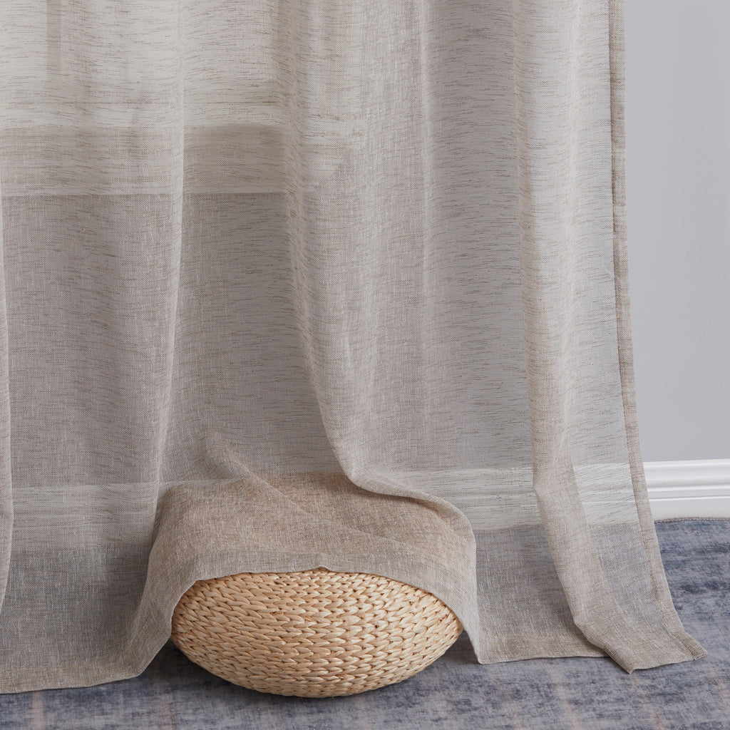 Window Curtain, Penelope Faux Linen Sheer Panels, Lightweight Design for Bedrooms, Living Rooms and Home Privacy, 5 Sizes and 12 Colors image 20