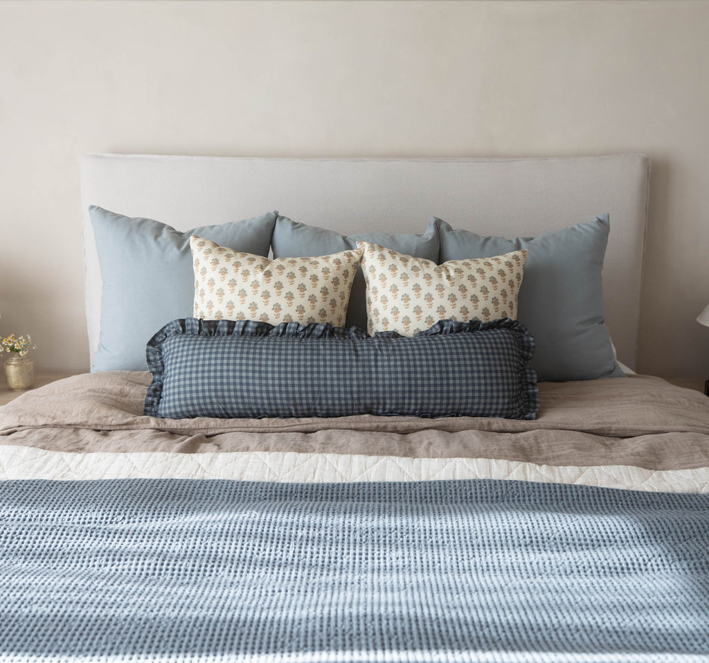 Decorative Pillow Cover, Navy Gingham Ruffle 18" 22" 26" 12x20" 12x40", Machine-Washable Care for Sofas, Beds and Living Room Accents image 20